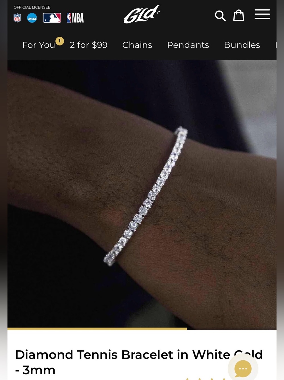 Gld Men’s White Gold Tennis Bracelet 3mm